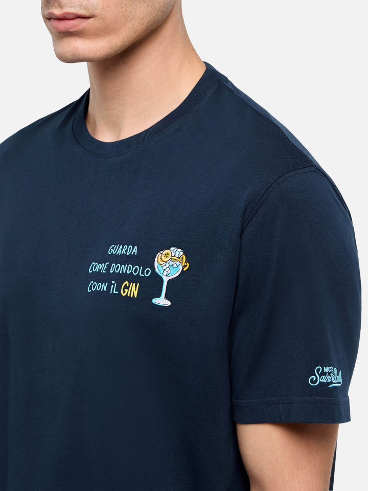 Classic fit cotton jersey t-shirt Portofino with Dondolo con il Gin embroidery - MC2 Saint Barth