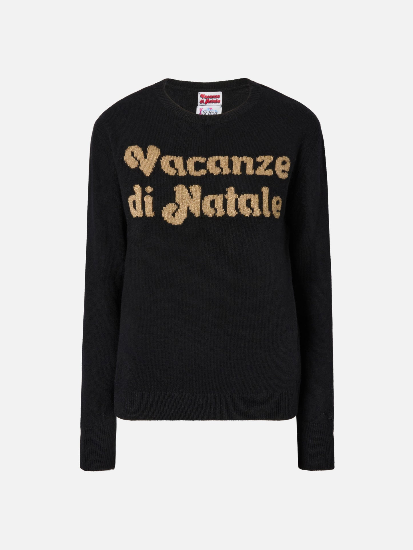 New Queen cashmere-blend sweater in black with Vacanze di Natale jacquard | VACANZE DI NATALE SPECIAL EDITION