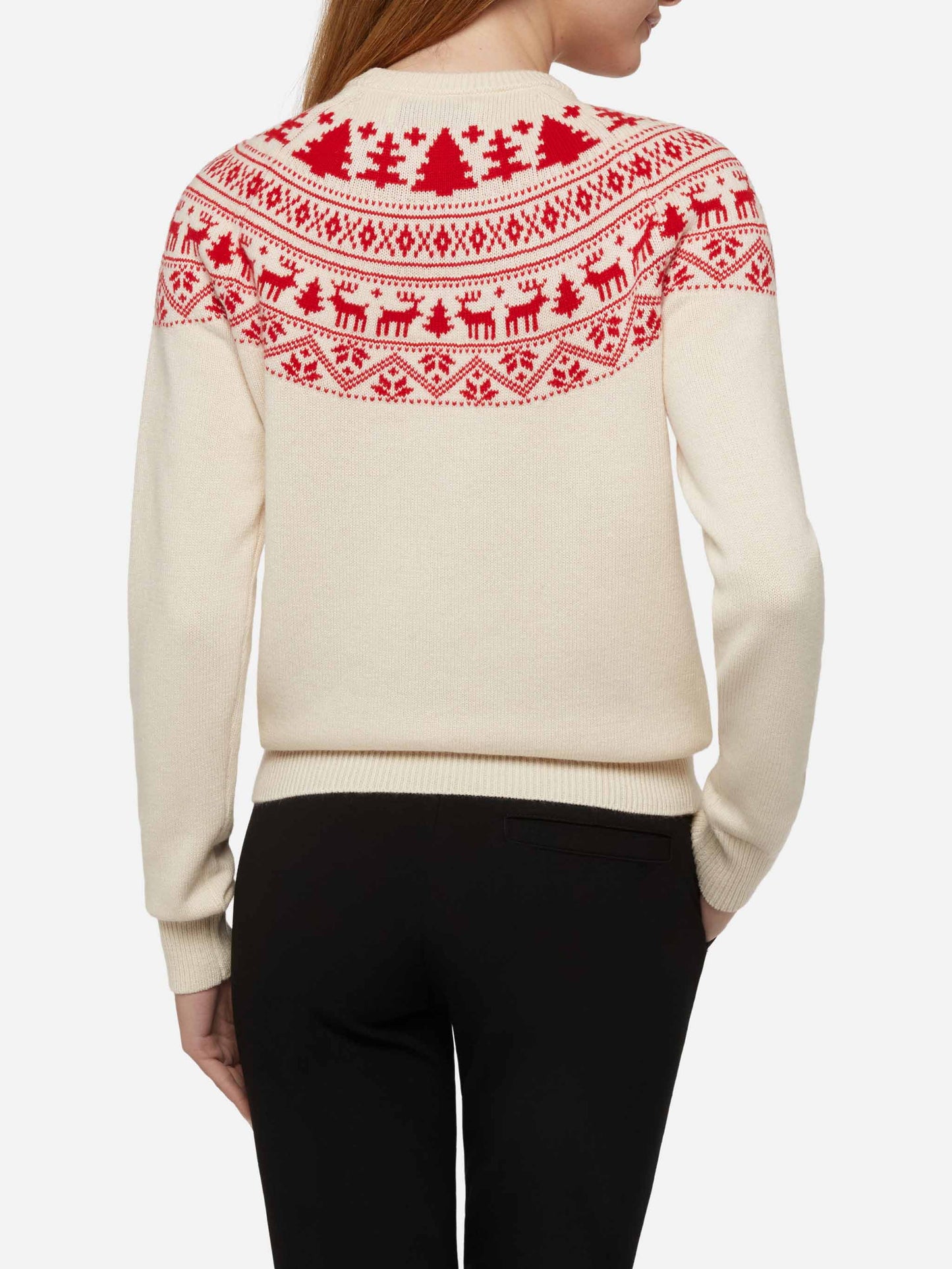 Weißer Pullover New Queen mit I’m not Santa Jacquard