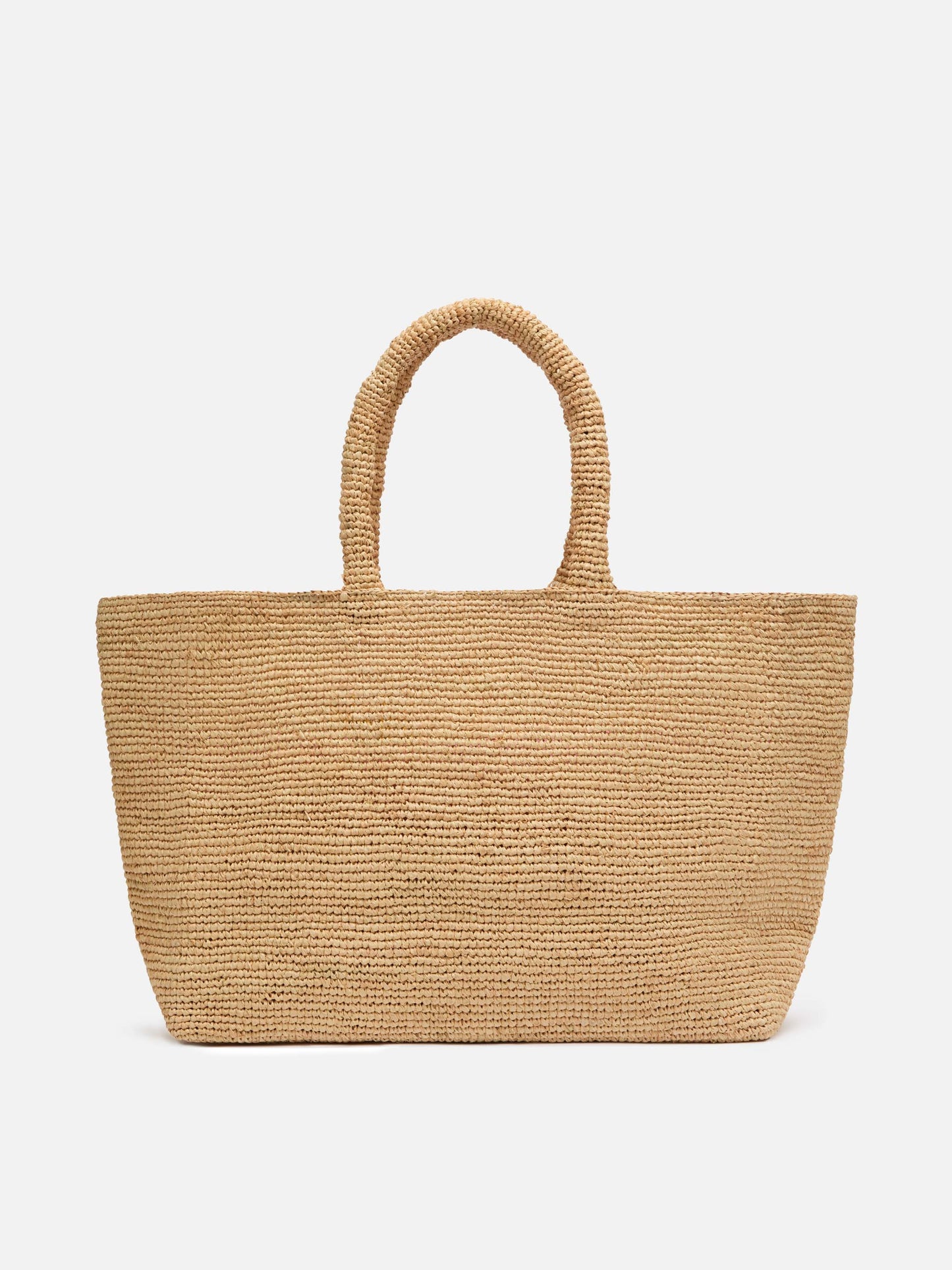 Rafia Beach Bag beige con pochette interna in cotone e ricamo Ibiza