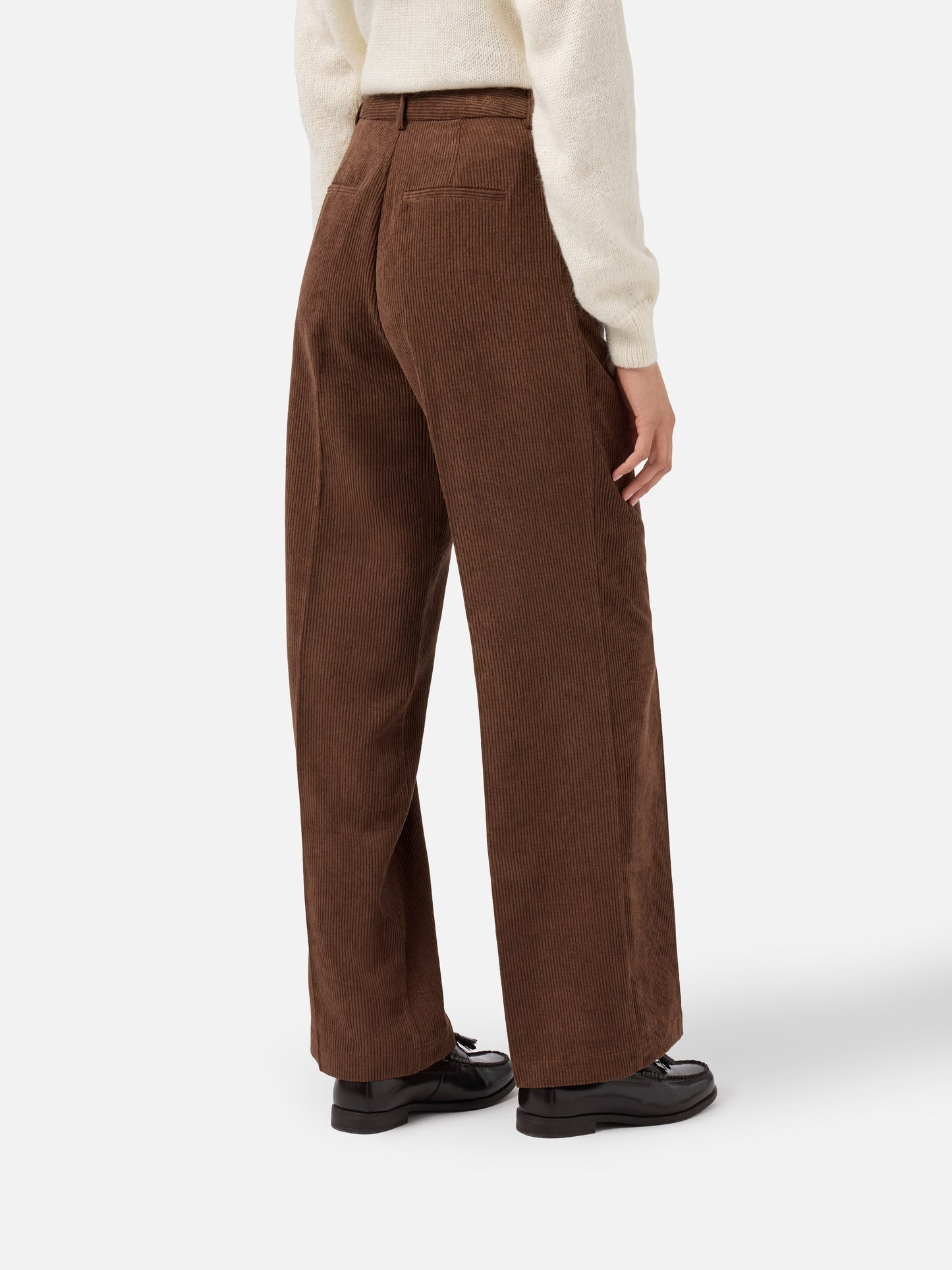 Rebella wide-leg trousers in corduroy brown