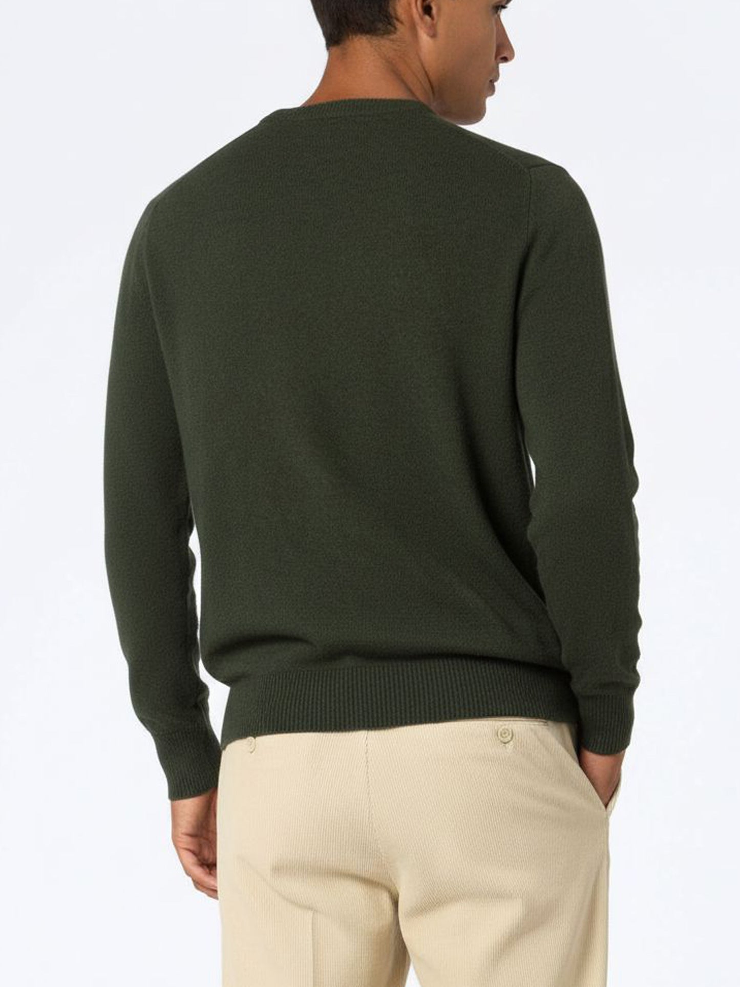 Militärgrüner Pullover aus Lambswool für Herren von Regent