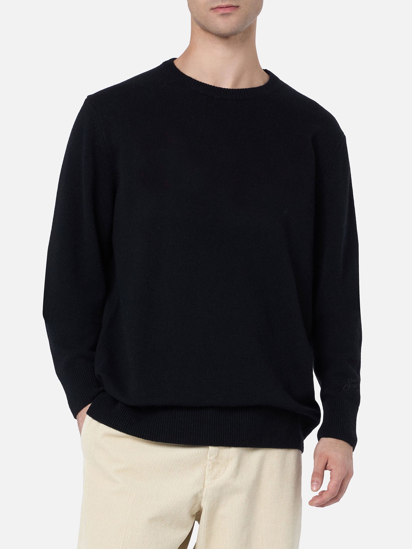 Black pure cashmere crewneck sweater Regent