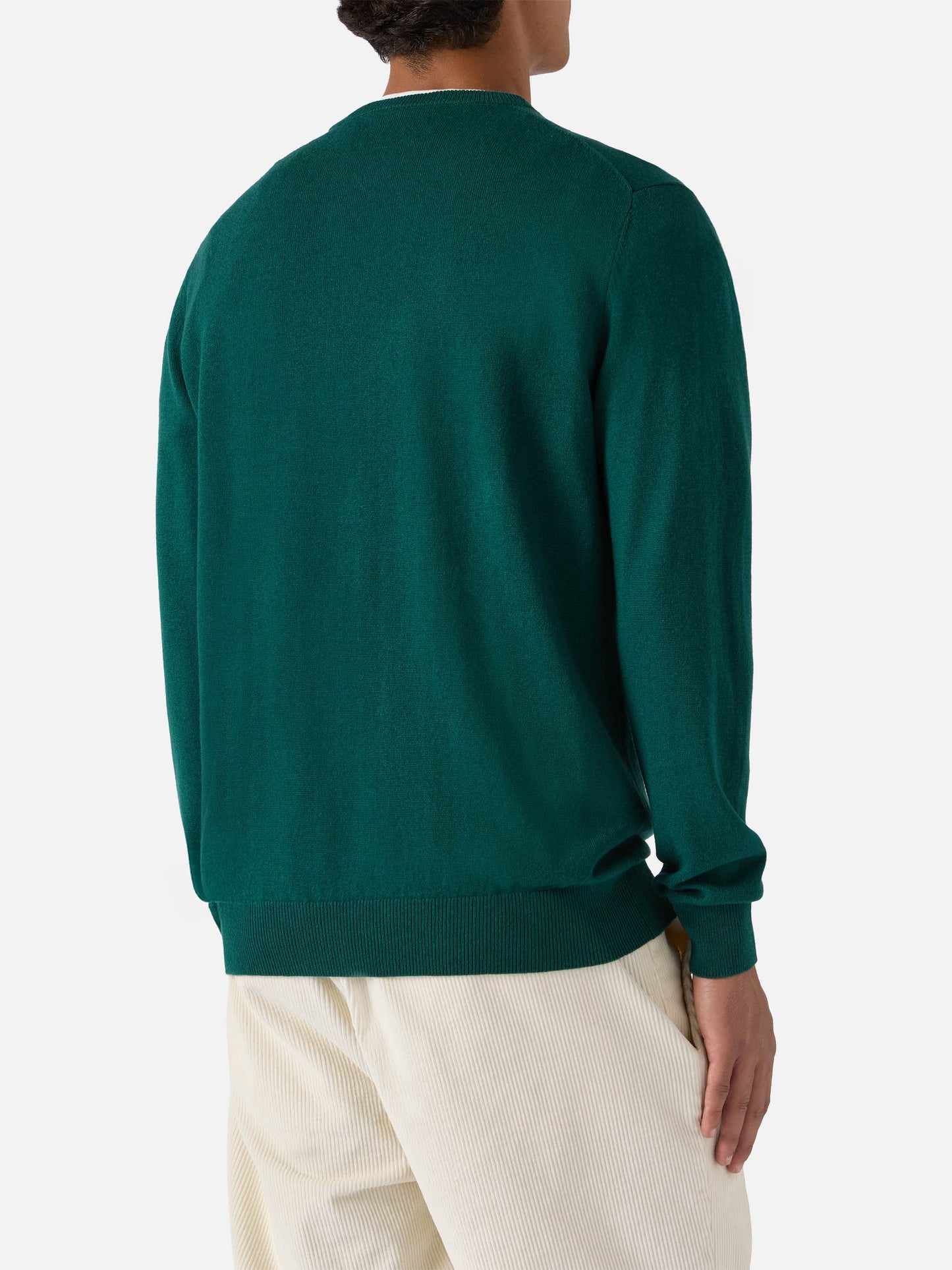Regent sweater in British green merino wool and cashmere
