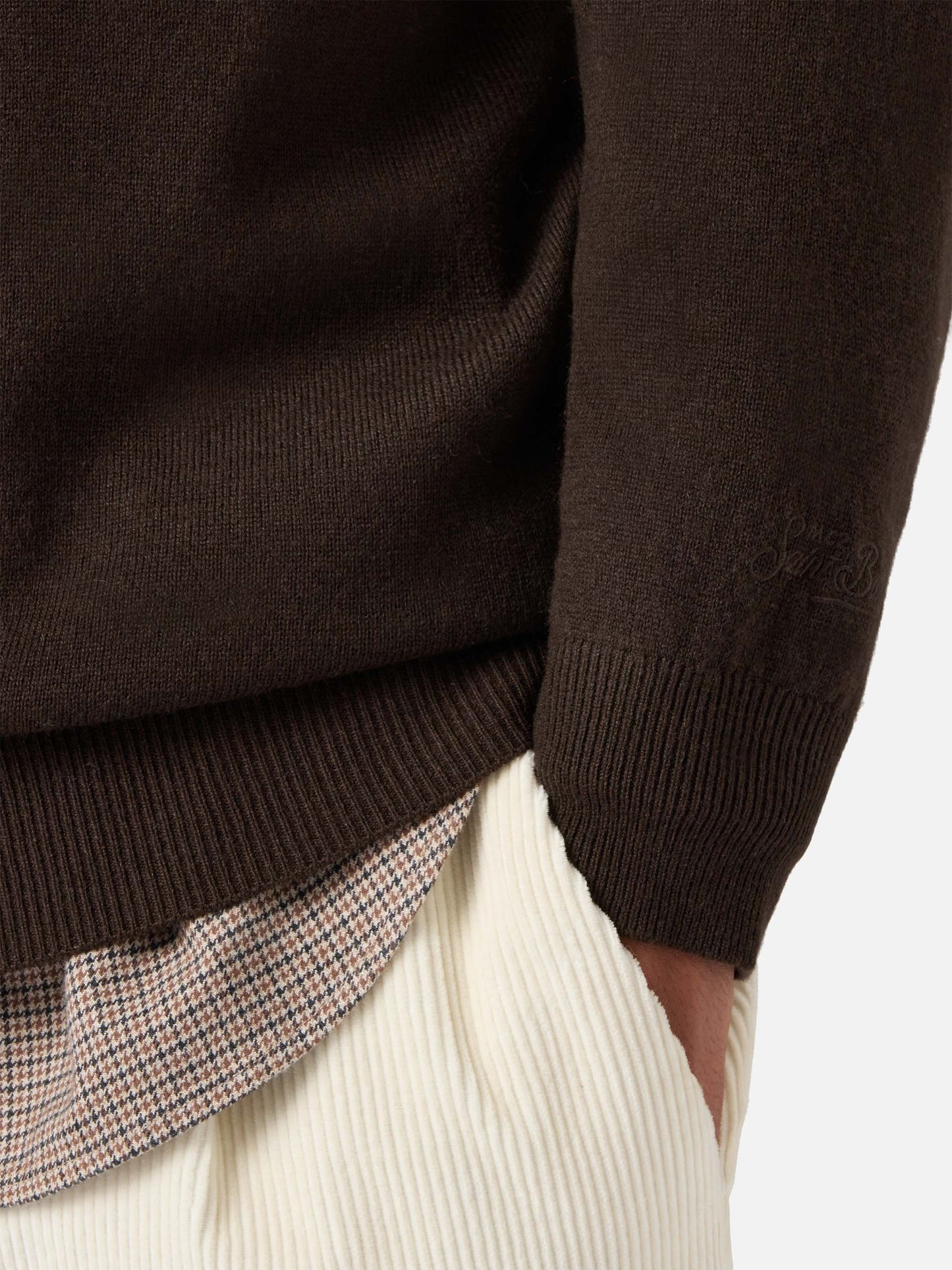 Regent sweater in brown merino wool and cashmere
