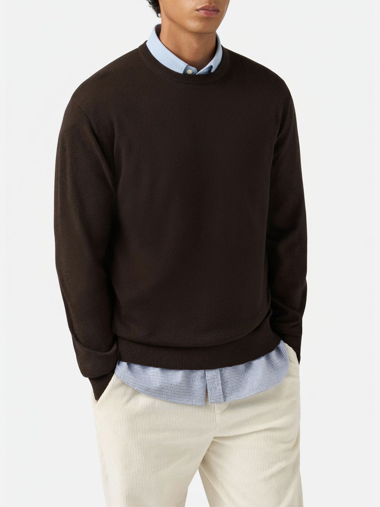 Regent sweater in brown merino wool and cashmere