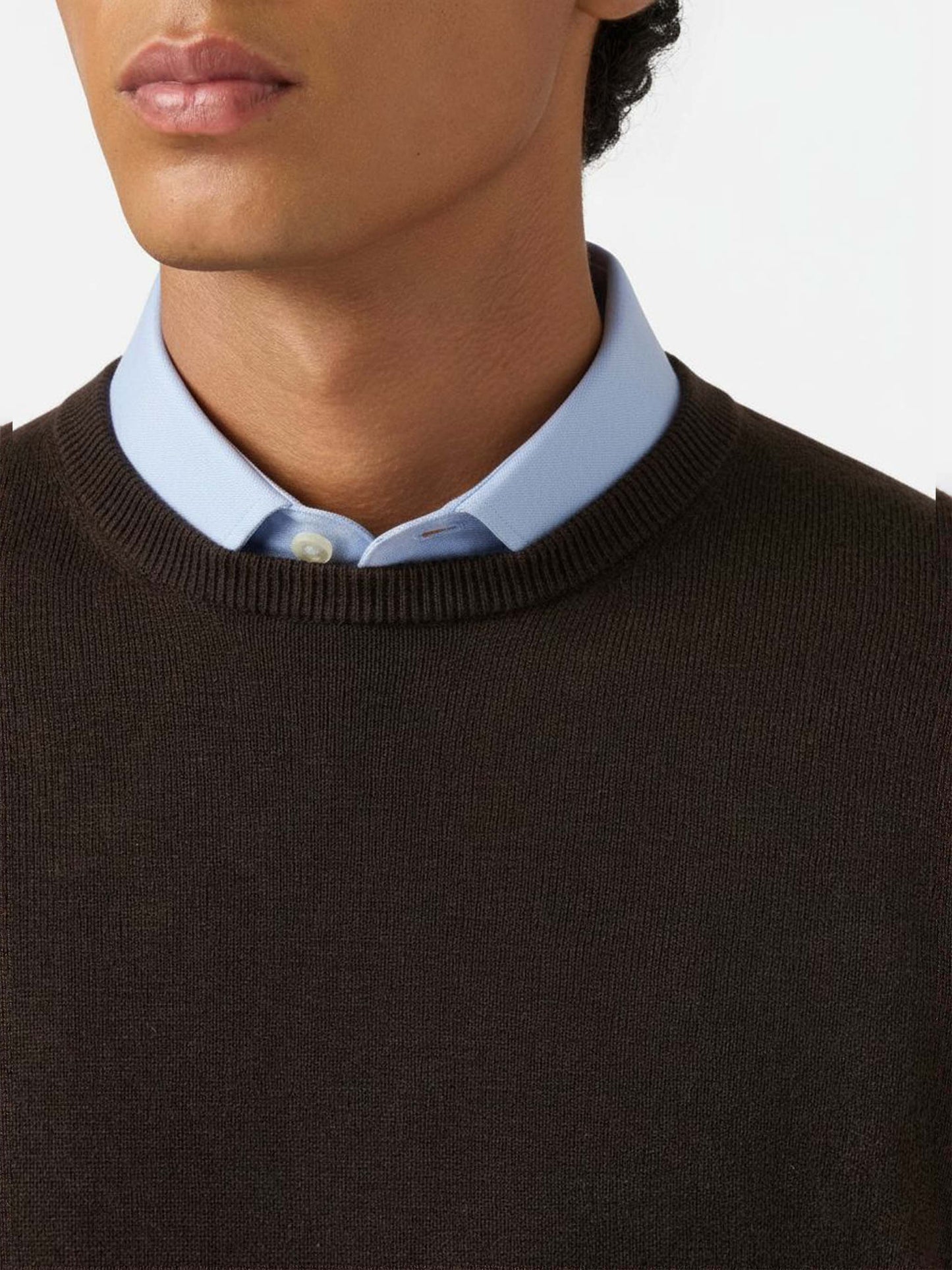 Regent sweater in brown merino wool and cashmere