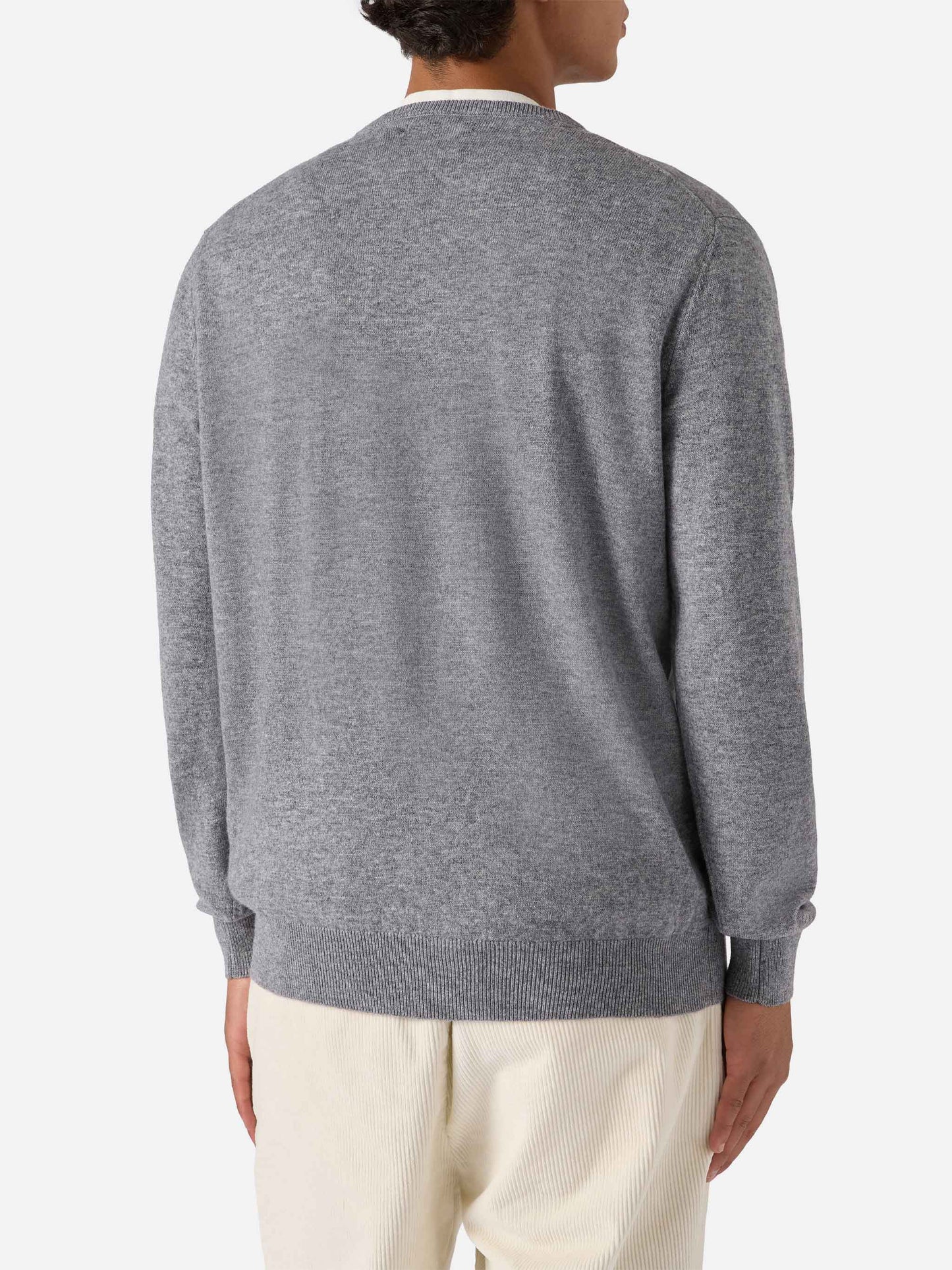 Regent sweater in melange grey merino wool and cashmere