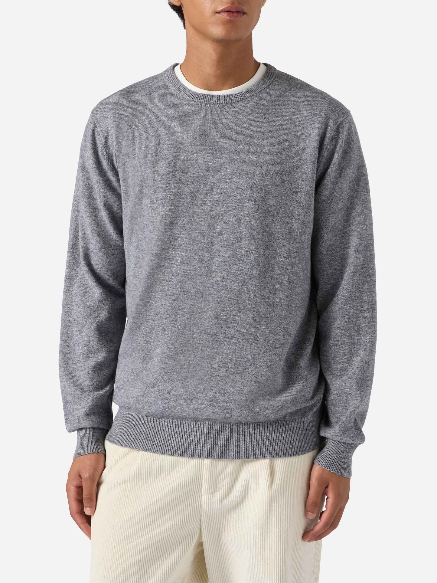 Regent sweater in melange grey merino wool and cashmere