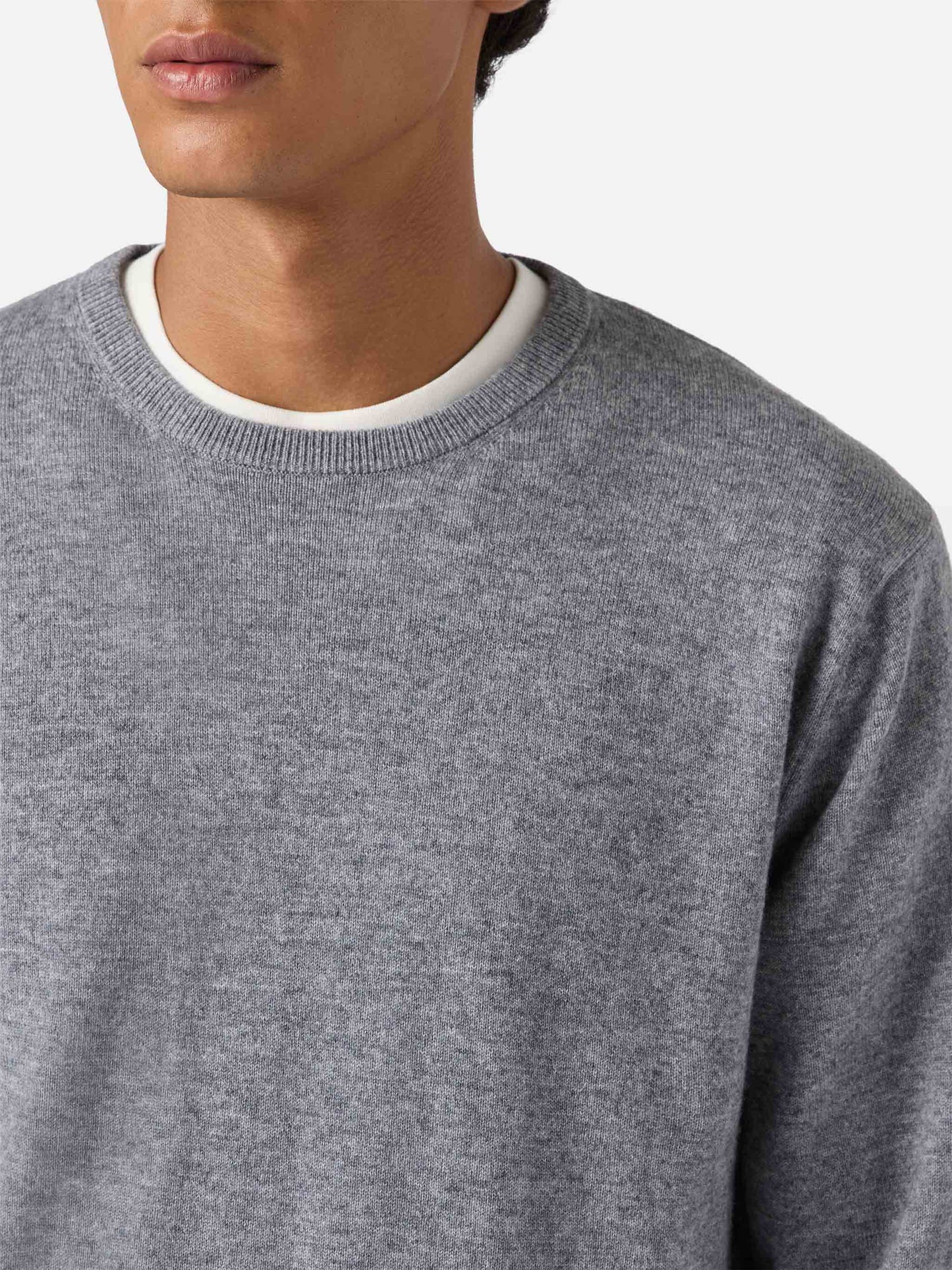 Regent sweater in melange grey merino wool and cashmere