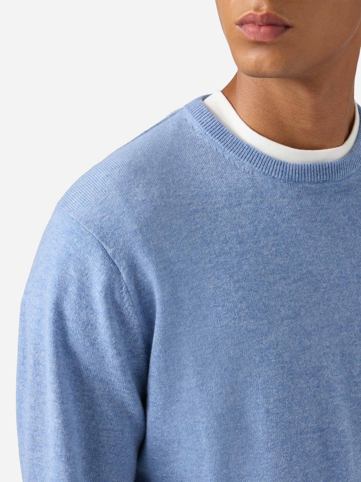 Regent sweater in dusty blue merino wool and cashmere