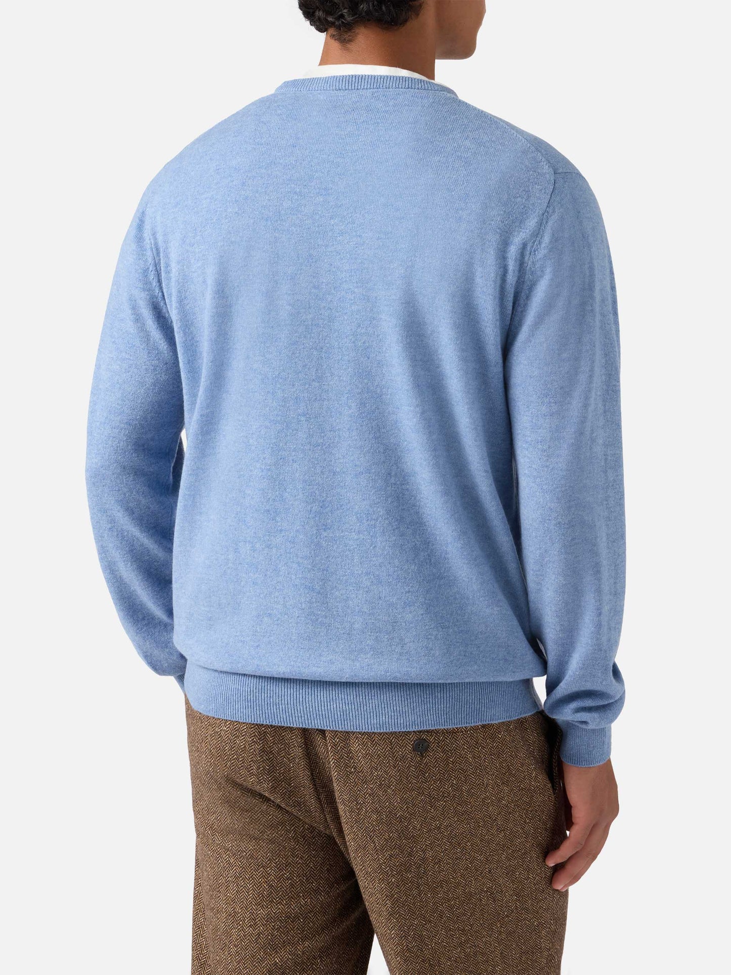 Regent sweater in dusty blue merino wool and cashmere