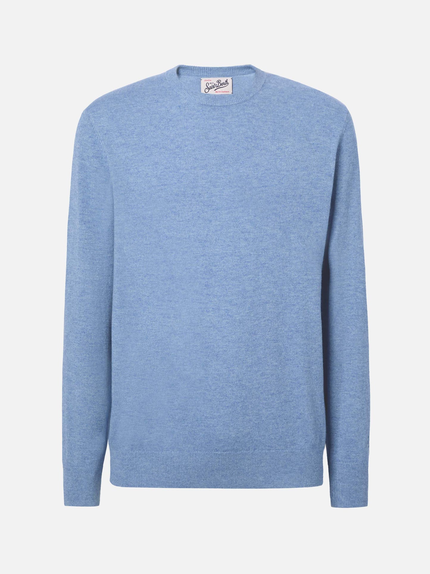 Regent sweater in dusty blue merino wool and cashmere