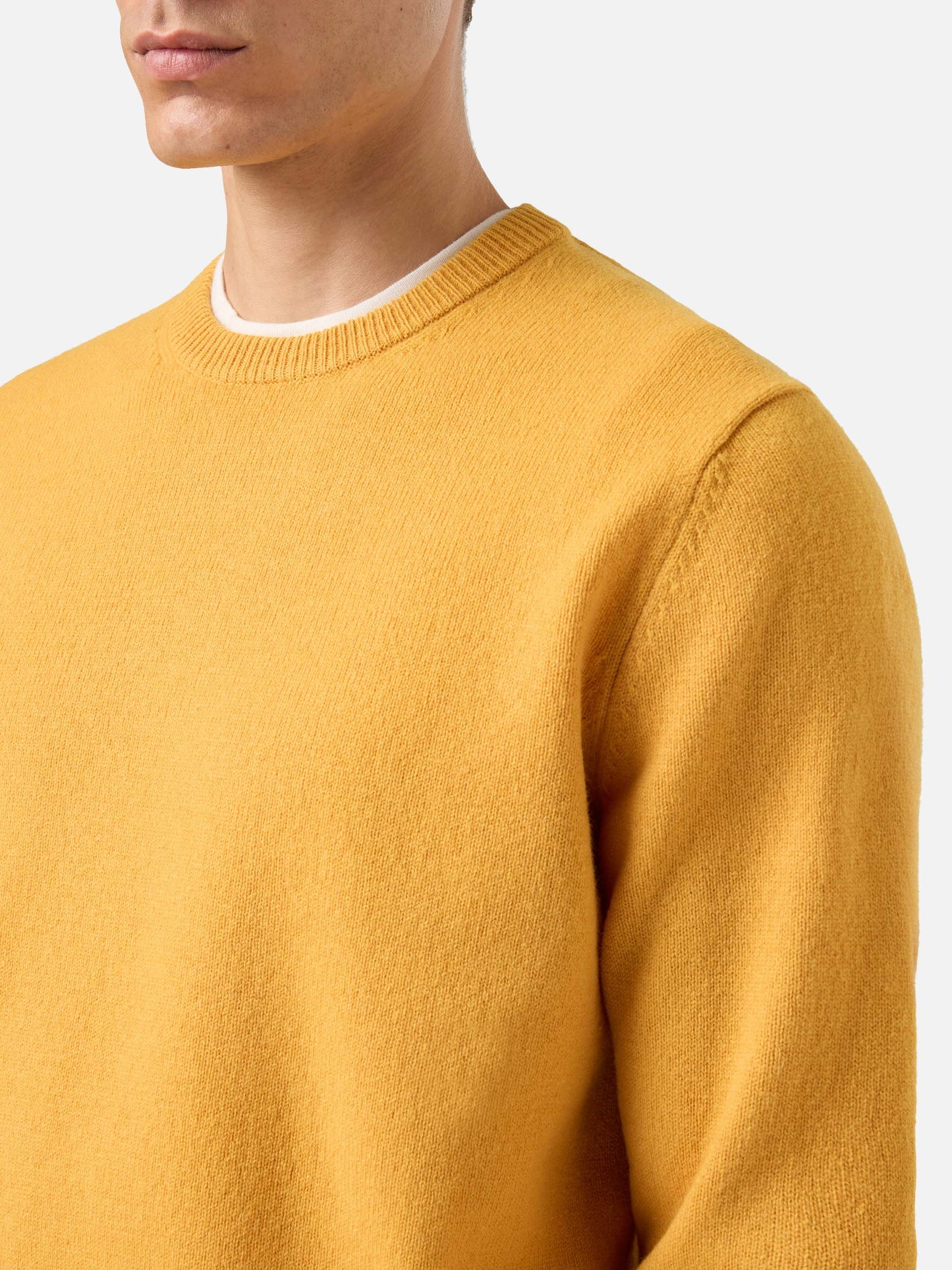 Regent 100% lambswool sweater in ochre yellow
