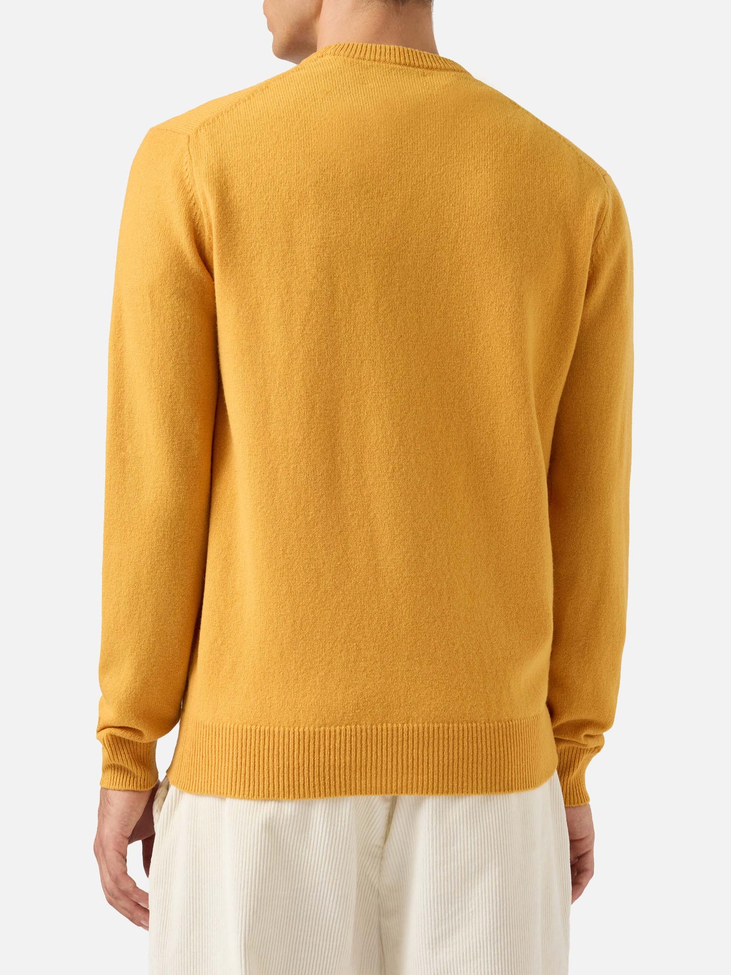 Regent 100% lambswool sweater in ochre yellow