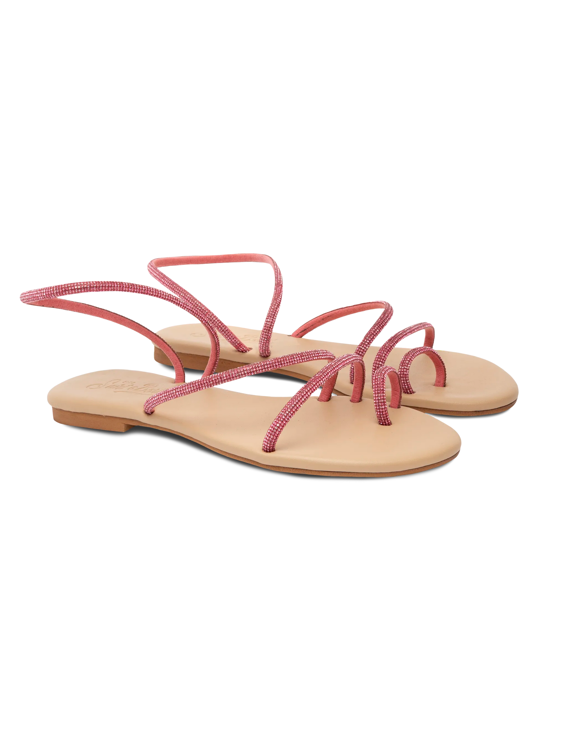Flat Ring Sandals with fuchsia rhinestones - MC2 Saint Barth