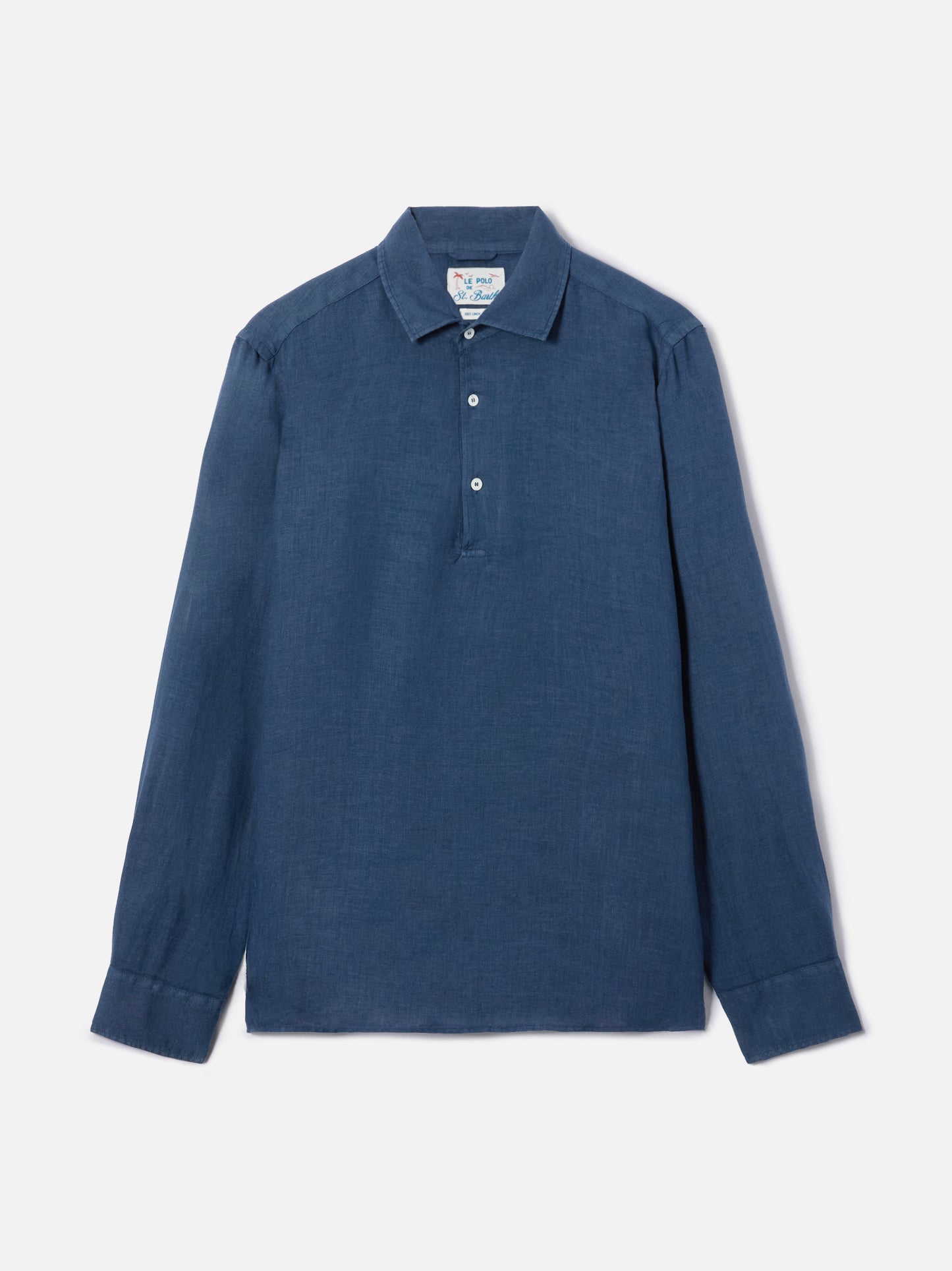 Long-sleeve Raphael linen polo navy blue