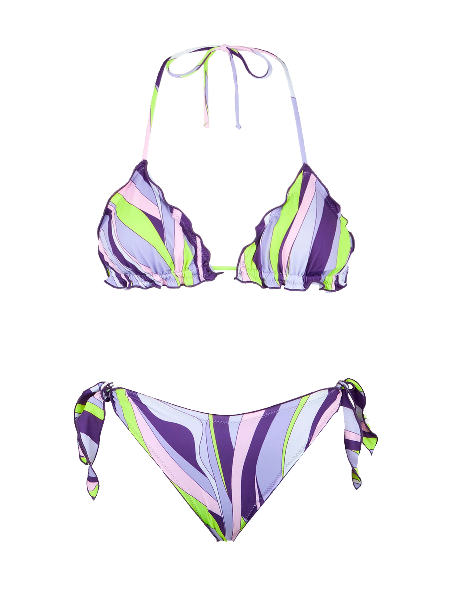 Bikini da donna a triangolo con stampa shape wave