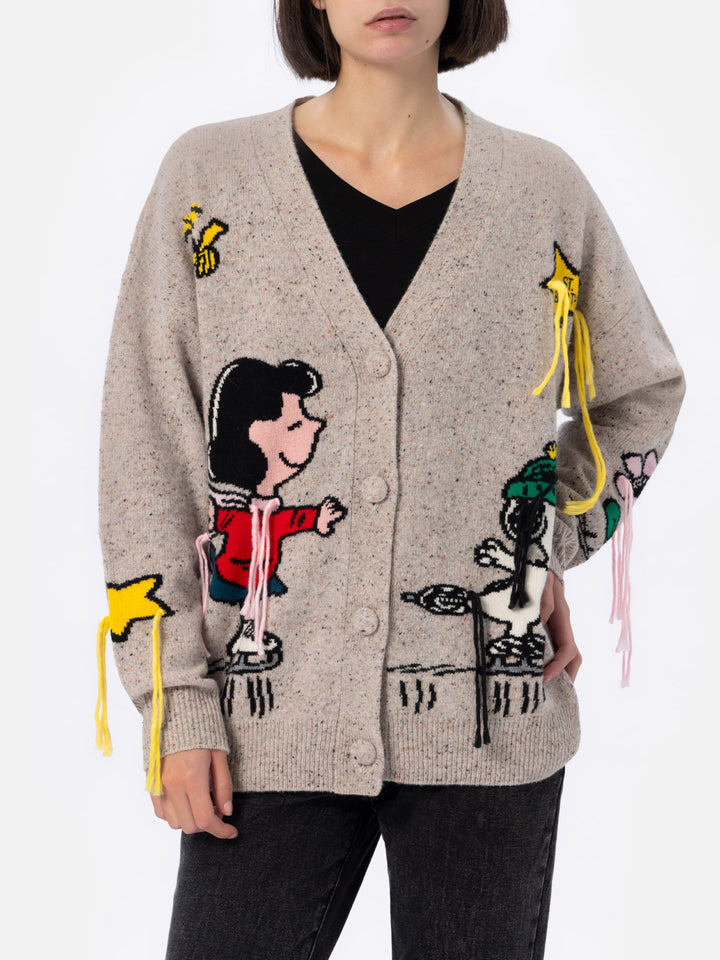 Woman donegal cardigan Sasi with Snoopy embroidery | SNOOPY PEANUTS SPECIAL EDITION - MC2 Saint Barth