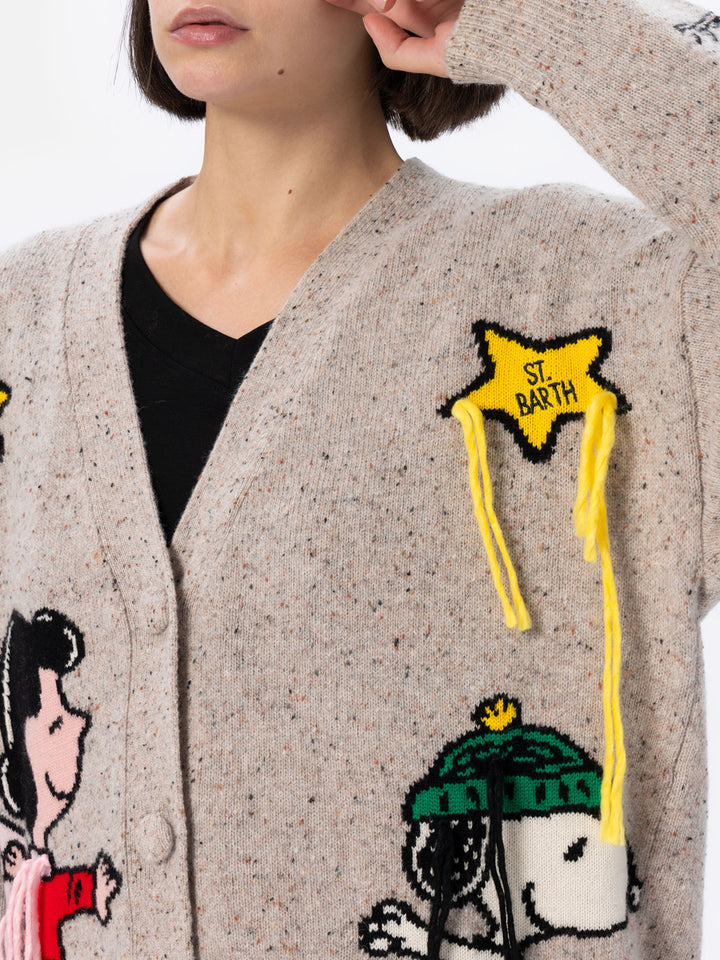 Woman donegal cardigan Sasi with Snoopy embroidery | SNOOPY PEANUTS SPECIAL EDITION - MC2 Saint Barth