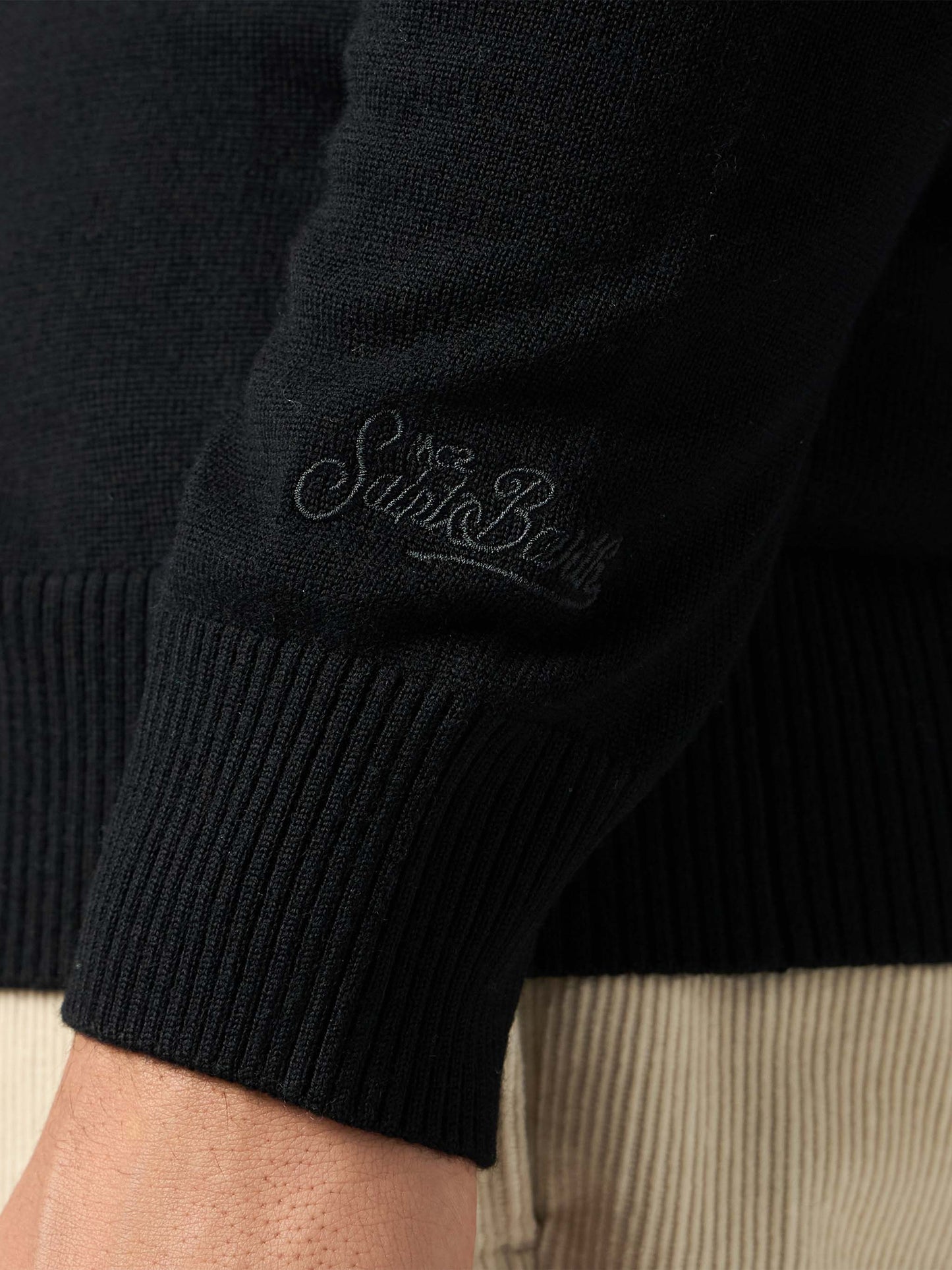 Man black merino wool cardigan Savile - MC2 Saint Barth