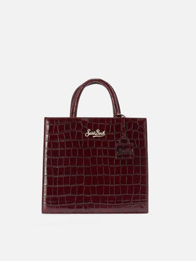 Borsa a mano Shop Bag Midi in pelle stampa cocco bordeaux