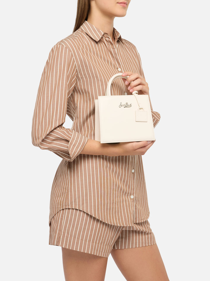 Shop Bag Mini in pelle bianco avorio