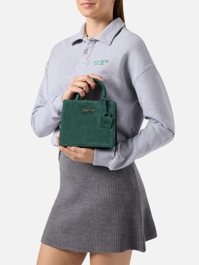 Shop Bag Mini Handbag in green suede leather