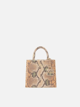 Shop Bag Mini in beige python-print leather