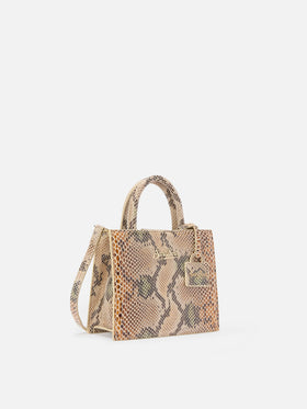Shop Bag Mini in beige python-print leather
