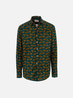 Herren-Baumwoll-Musselin-Hemd Sikelia mit Geparden-Print