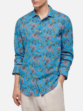 Muslin cotton shirt Sikelia with boho print - MC2 Saint Barth