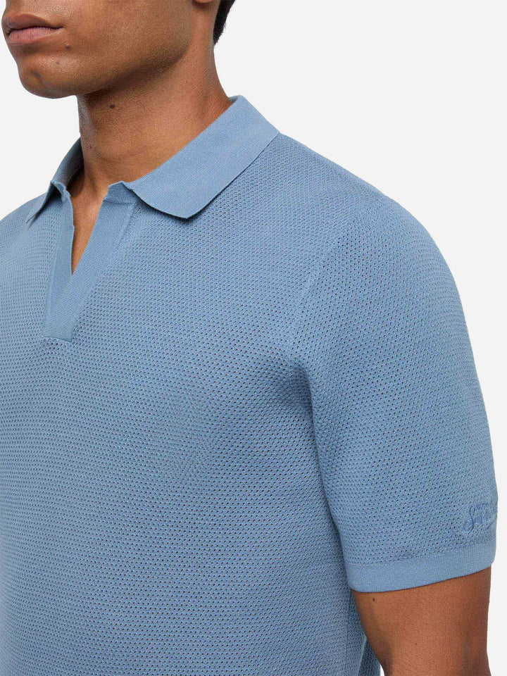 Polo Sloan senza bottoni in maglia a rete azzurro polvere
