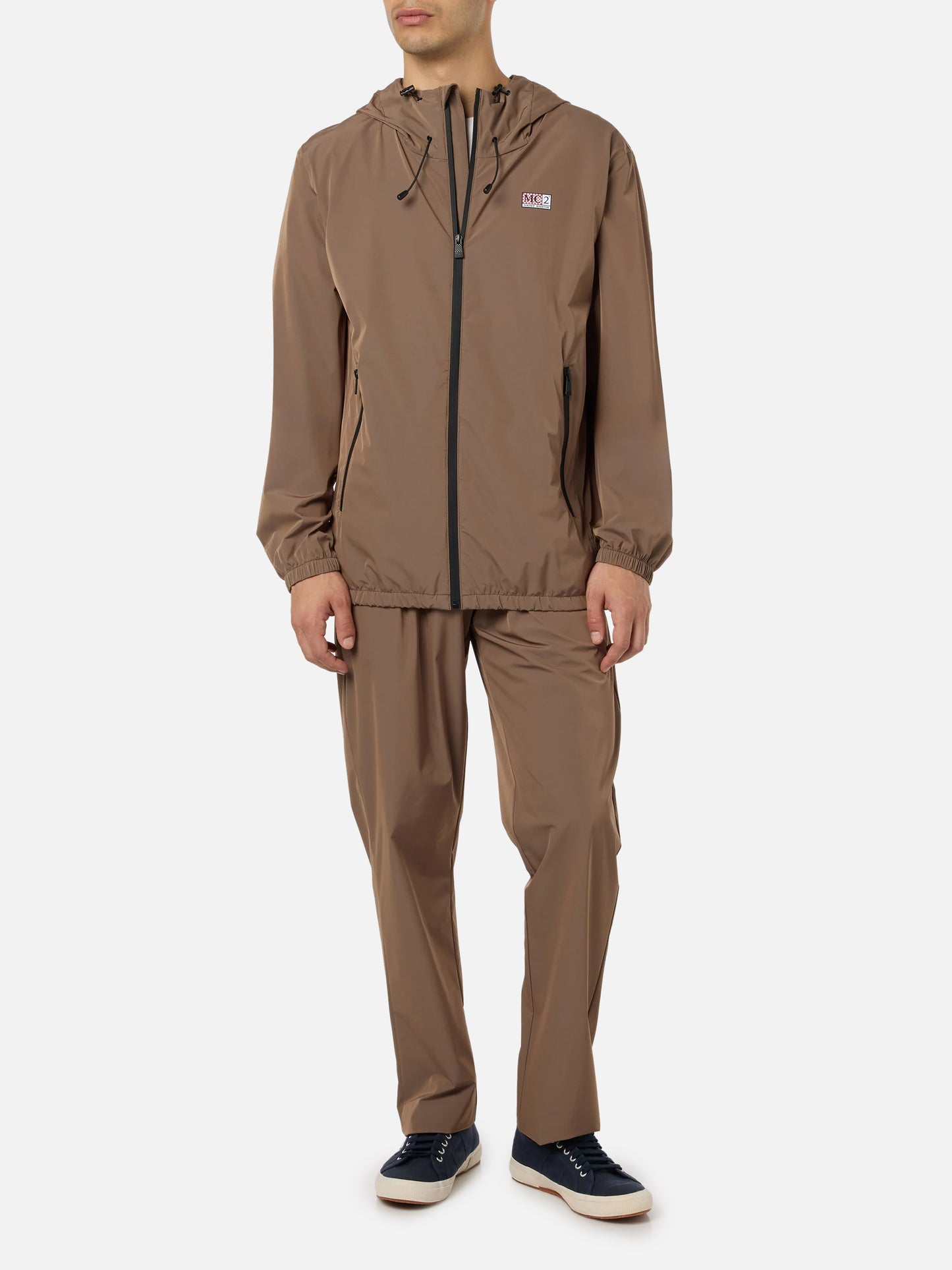 Leichte Windjacke aus khakigrünem Stoff mit Kapuze für Herren Sloop