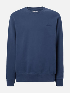Soho cotton sweatshirt in navy blue with St. Barth embroidery