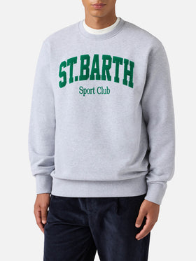 Soho cotton sweatshirt in grey melange with flock St. Barth Sport Club print