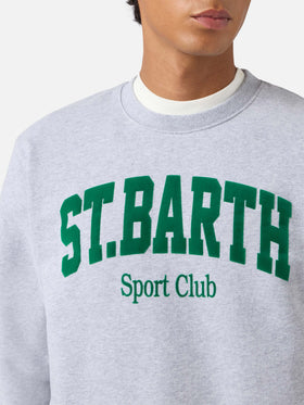 Soho cotton sweatshirt in grey melange with flock St. Barth Sport Club print