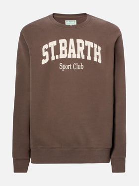 Soho cotton sweatshirt in brown with St. Barth Sport Club print