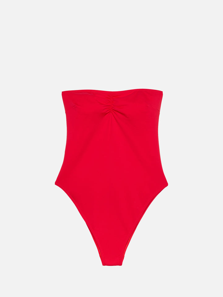 Soleil costume intero senza spalline rosso
