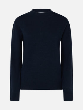 Woman navy blue cashmere blend sweater Sorbonne - MC2 Saint Barth