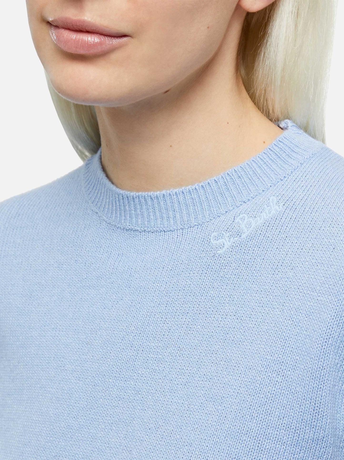 Woman light blue cashmere blend sweater Sorbonne - MC2 Saint Barth