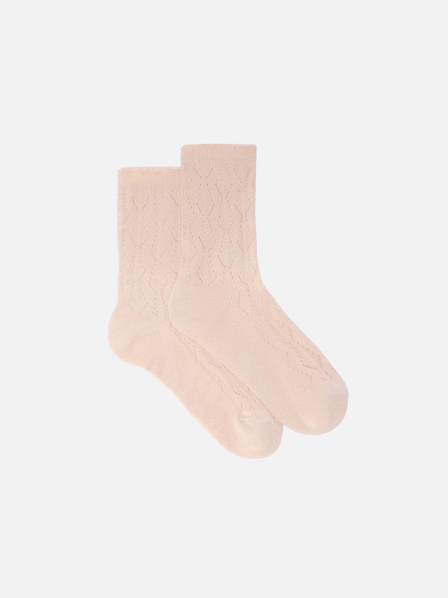 Socken mit rosa Sangallo-Blattstich