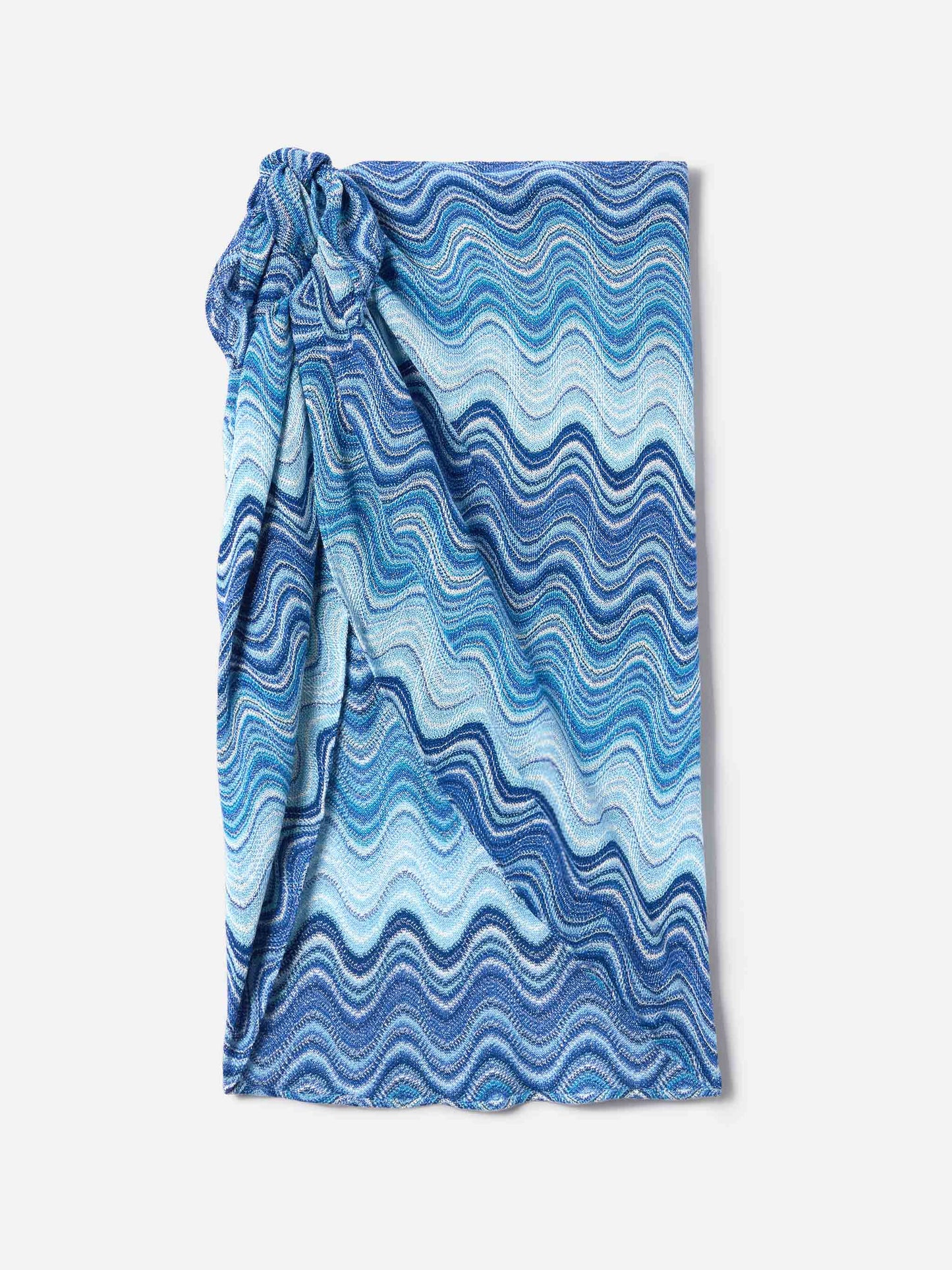 Sery short pareo in light blue degradé raschel fabric