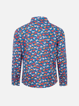 Blue Boy muslin cotton shirt Sharouk with crab print - MC2 Saint Barth