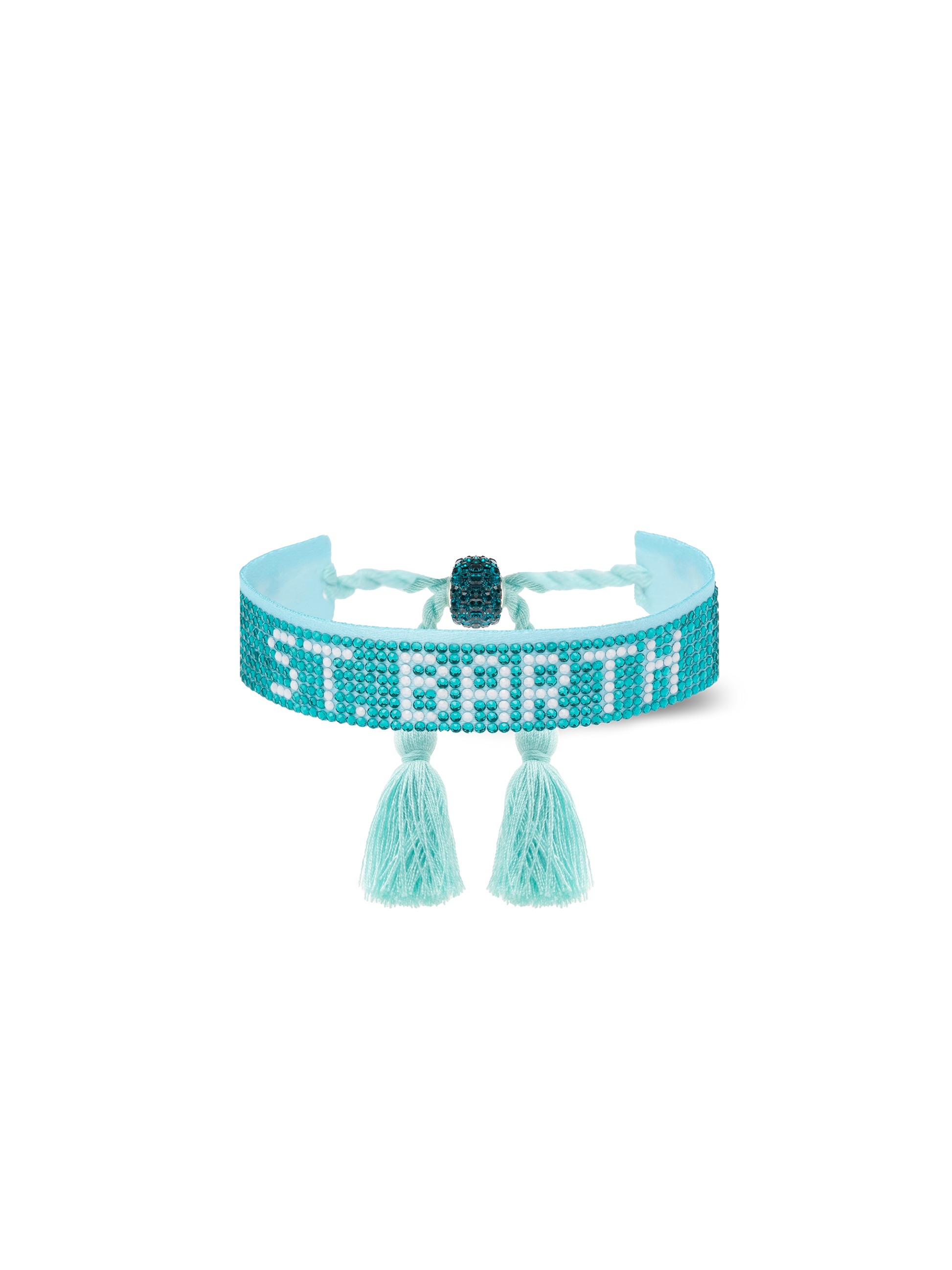 Water green rhinestones bracelet with St. Barth lettering - MC2 Saint Barth