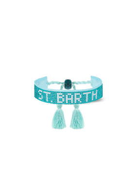 Water green rhinestones bracelet with St. Barth lettering - MC2 Saint Barth