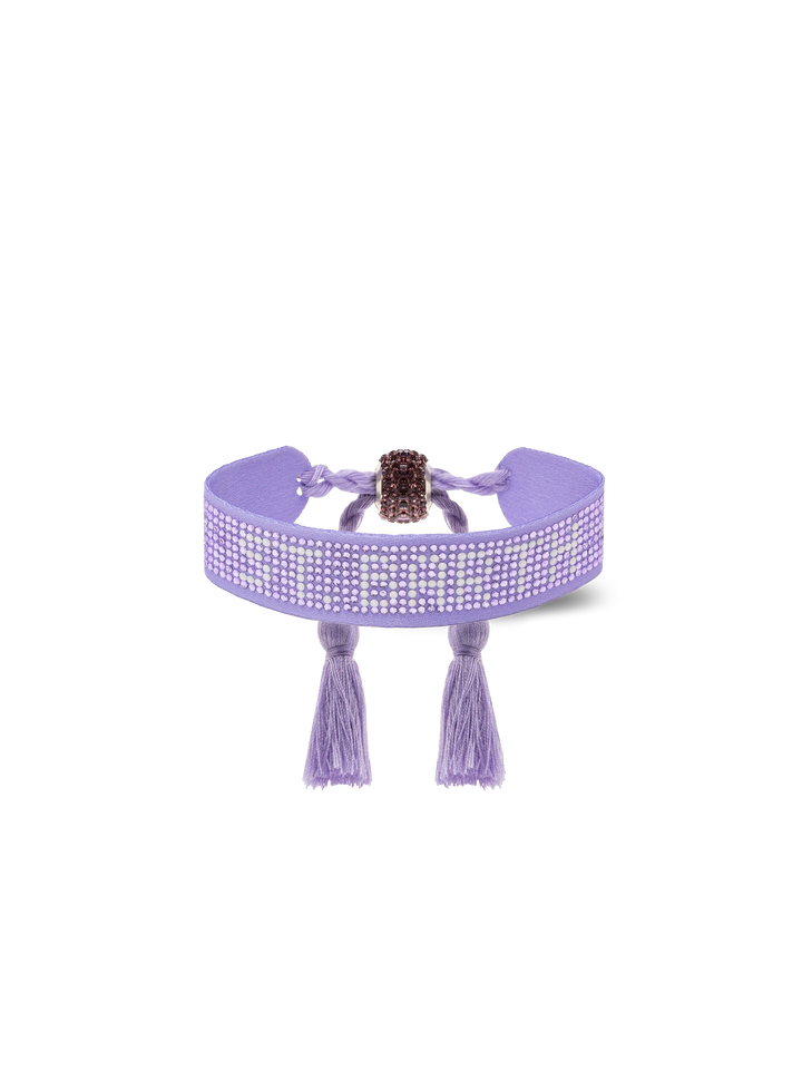Lilac rhinestones bracelet with St. Barth lettering - MC2 Saint Barth