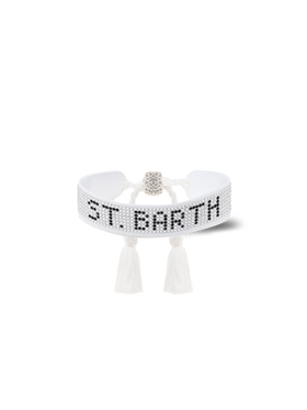 White rhinestones bracelet with St. Barth lettering - MC2 Saint Barth