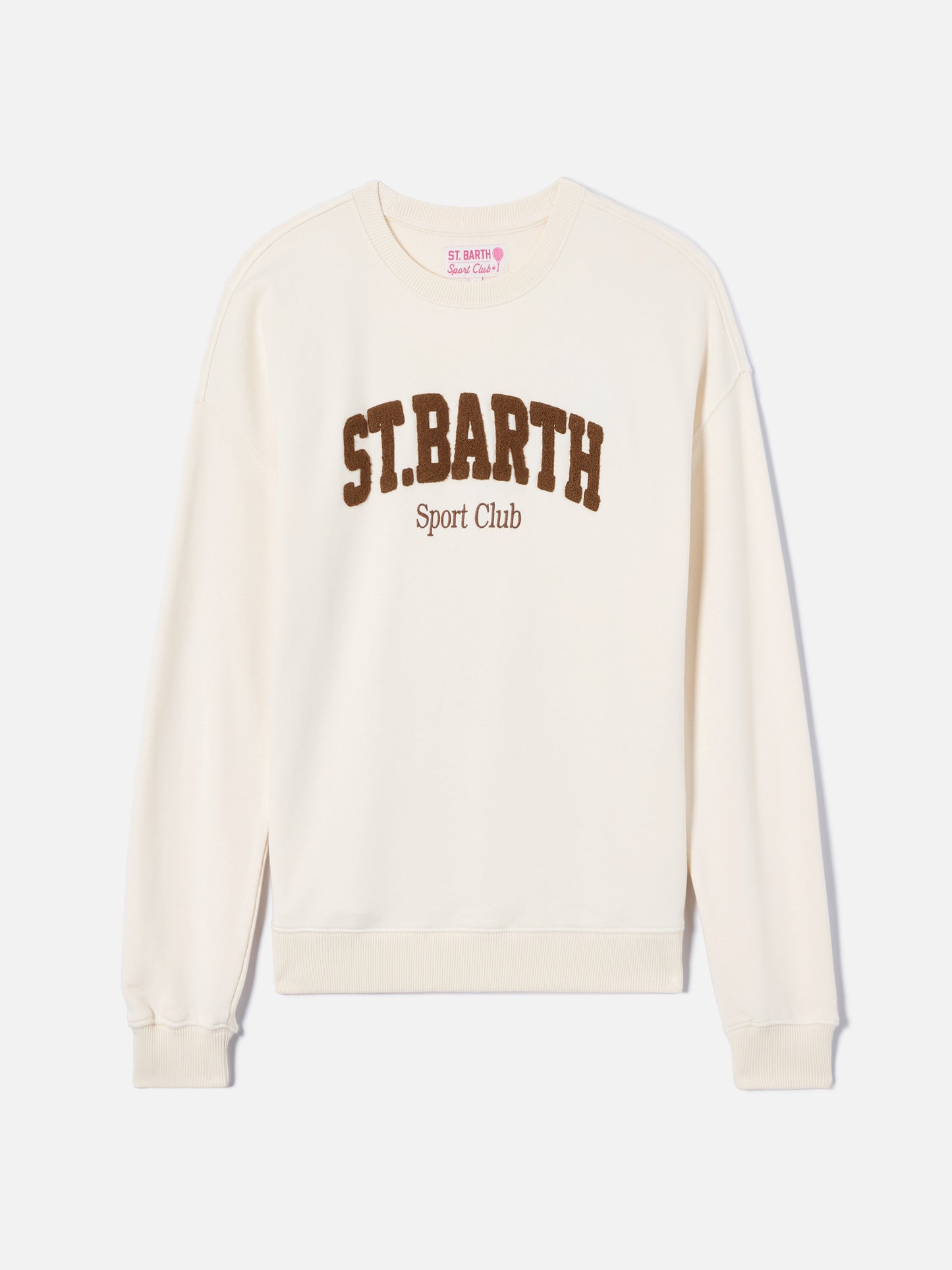 Cream Stardust sweatshirt with raised terry-effect logo and Sport Club embroidery
