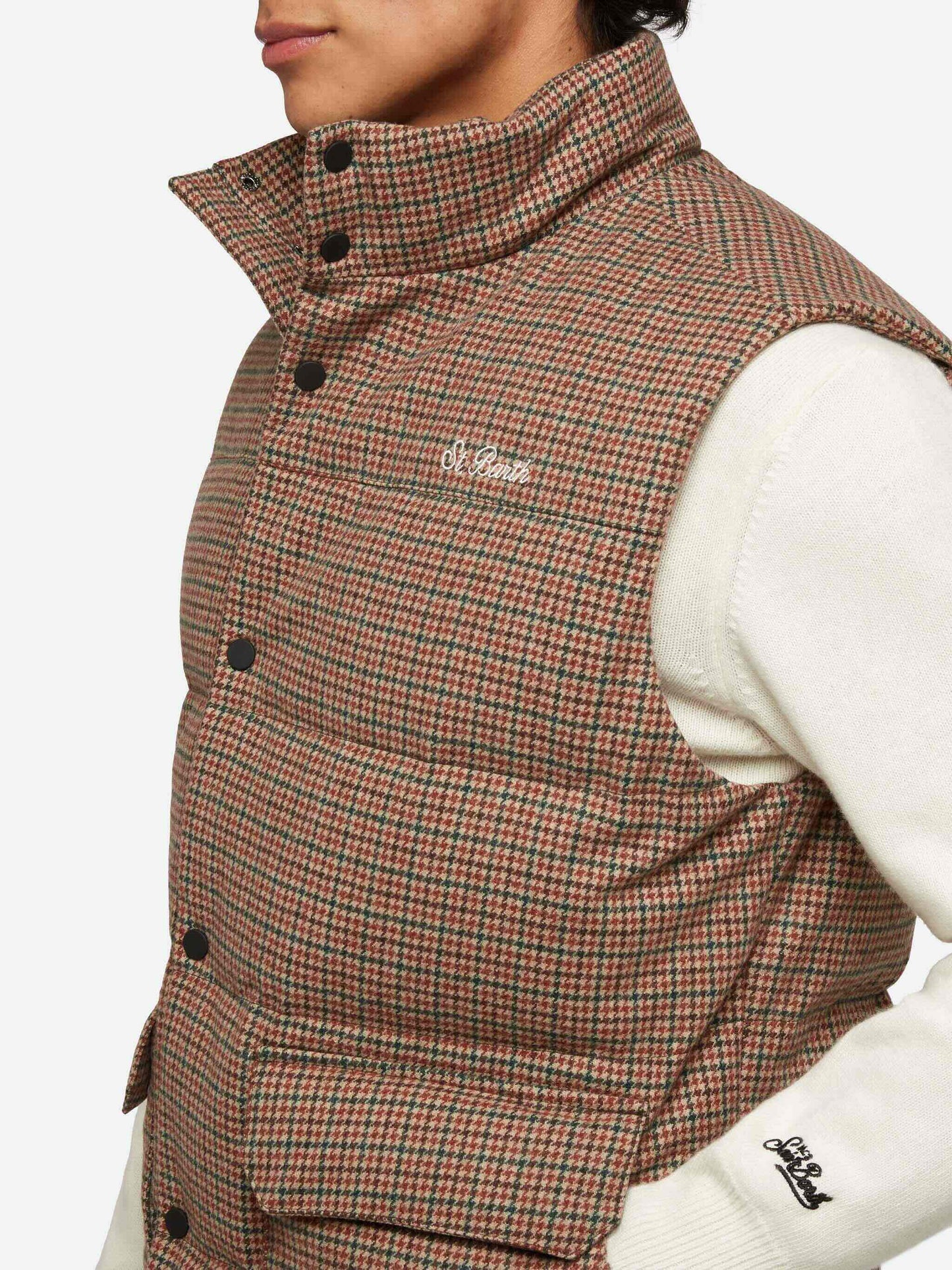 Down padded vest Thunder with pied de poul print - MC2 Saint Barth